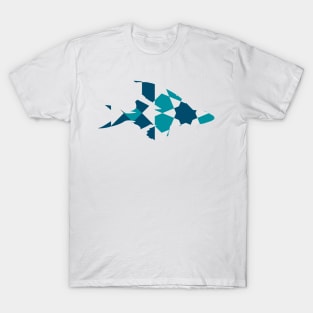 Long Fin Fish Silhouette with Pattern T-Shirt